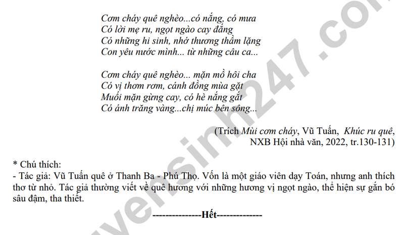 De minh hoa vao lop 10 mon Van - Phu Tho 2025