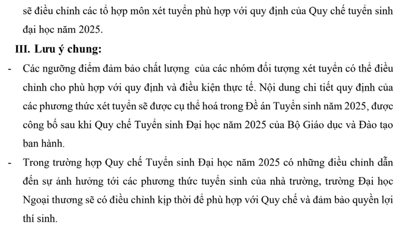 Dai hoc Ngoai thuong cong bo thong tin tuyen sinh 2025