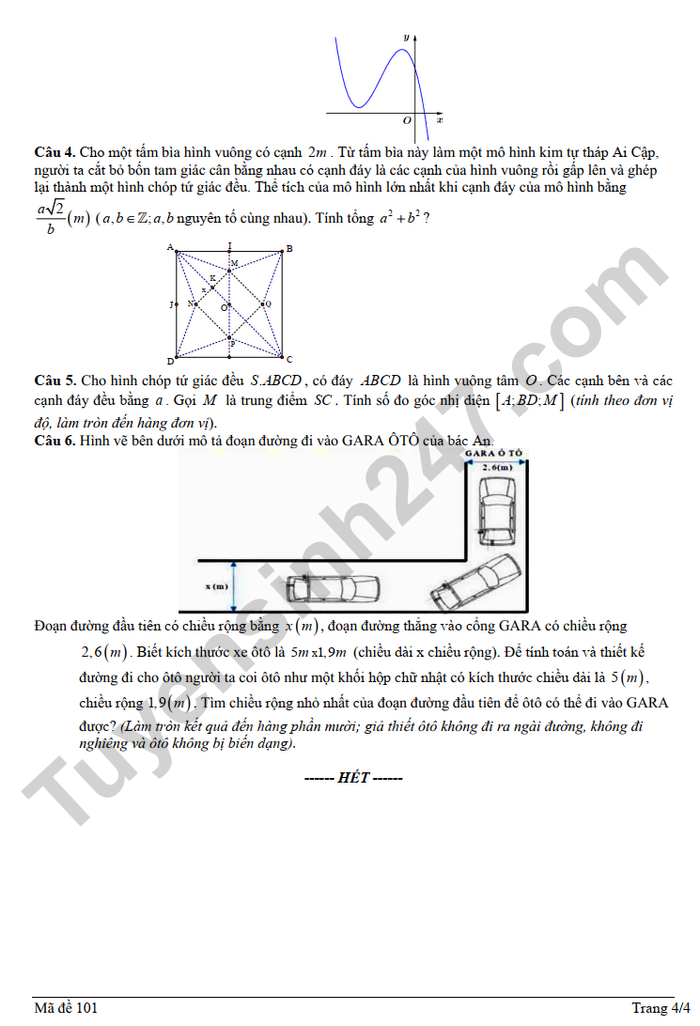 De thi thu tot nghiep THPT 2025 mon Toan lan 1 - THPT Dien Chau 5