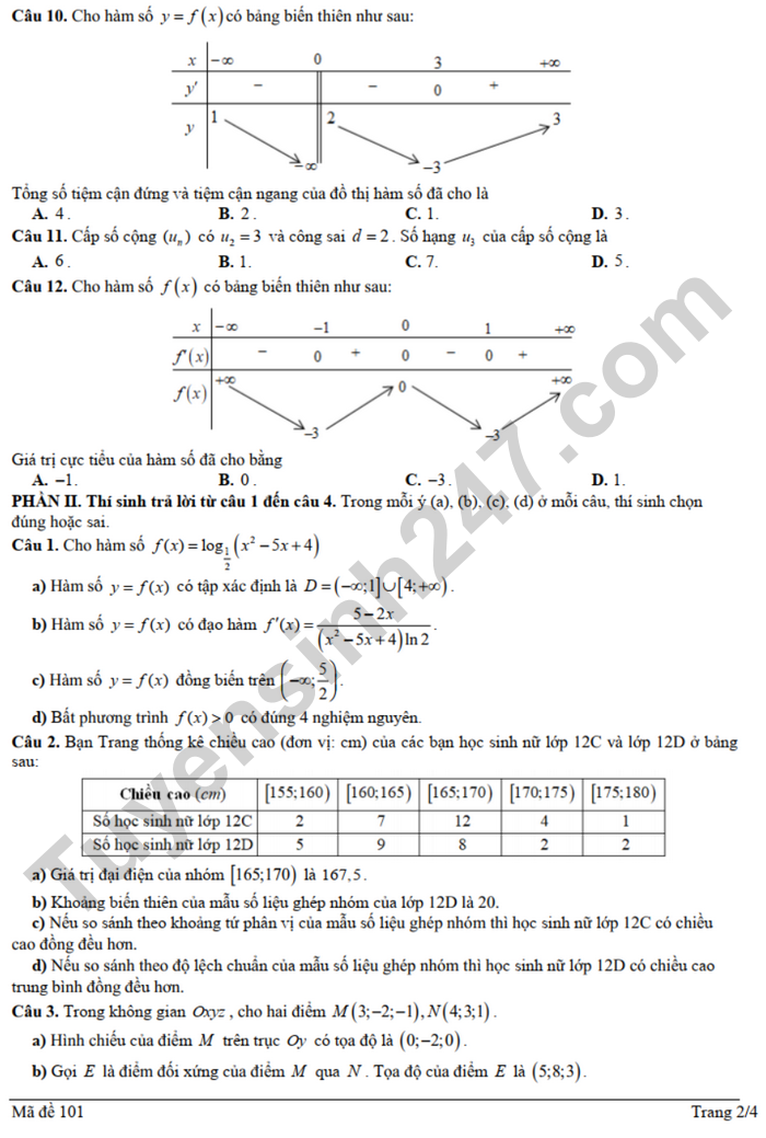 De thi thu tot nghiep THPT 2025 mon Toan - THPT Anh Son 3 (Co dap an)