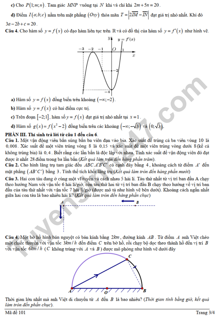 De thi thu tot nghiep THPT 2025 mon Toan - THPT Anh Son 3 (Co dap an)