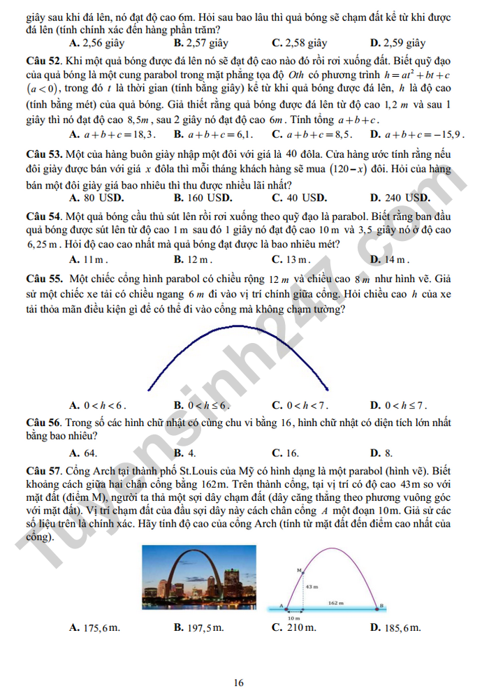 De cuong on tap giua ki 2 nam 2025 mon Toan lop 10 - THPT Yen Hoa