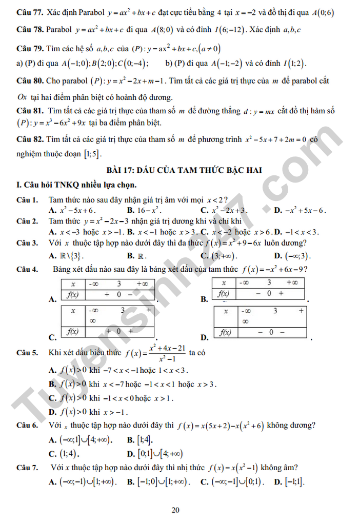 De cuong on tap giua ki 2 nam 2025 mon Toan lop 10 - THPT Yen Hoa