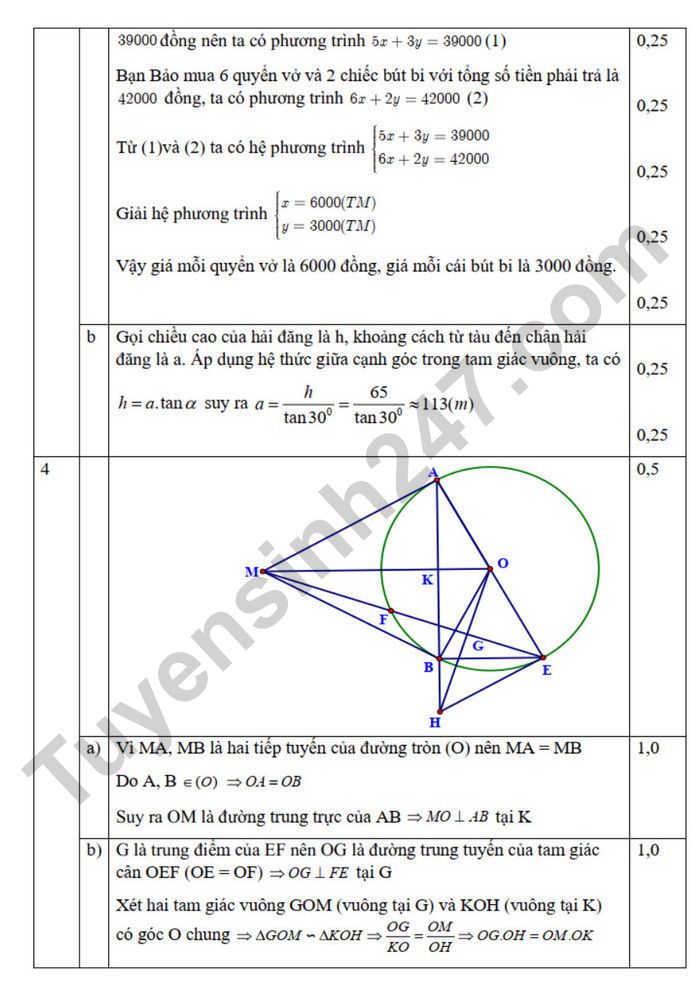 De thi thu vao lop 10 nam 2025 mon Toan - TH&THCS Ho Tung Mau (co dap an)