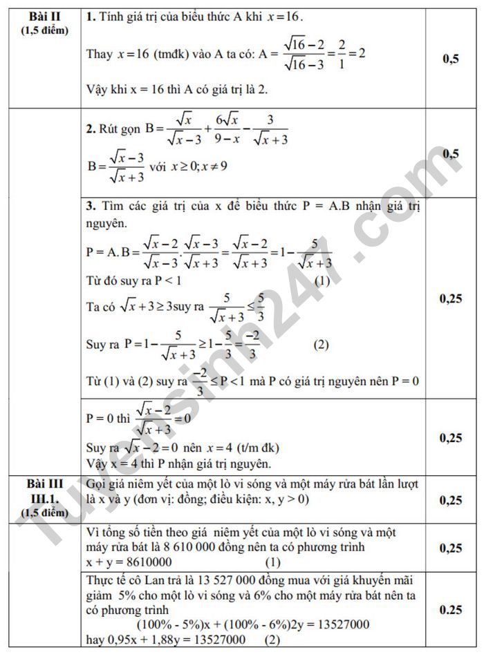 De thi thu mon Toan vao lop 10 - THCS Tho Loc lan 2 nam 2025 (co dap an)