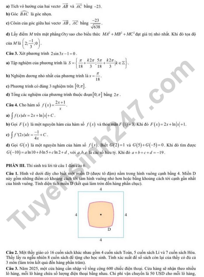 De thi thu tot nghiep THPT mon Toan 2025 lan 1 - So GD Bac Giang