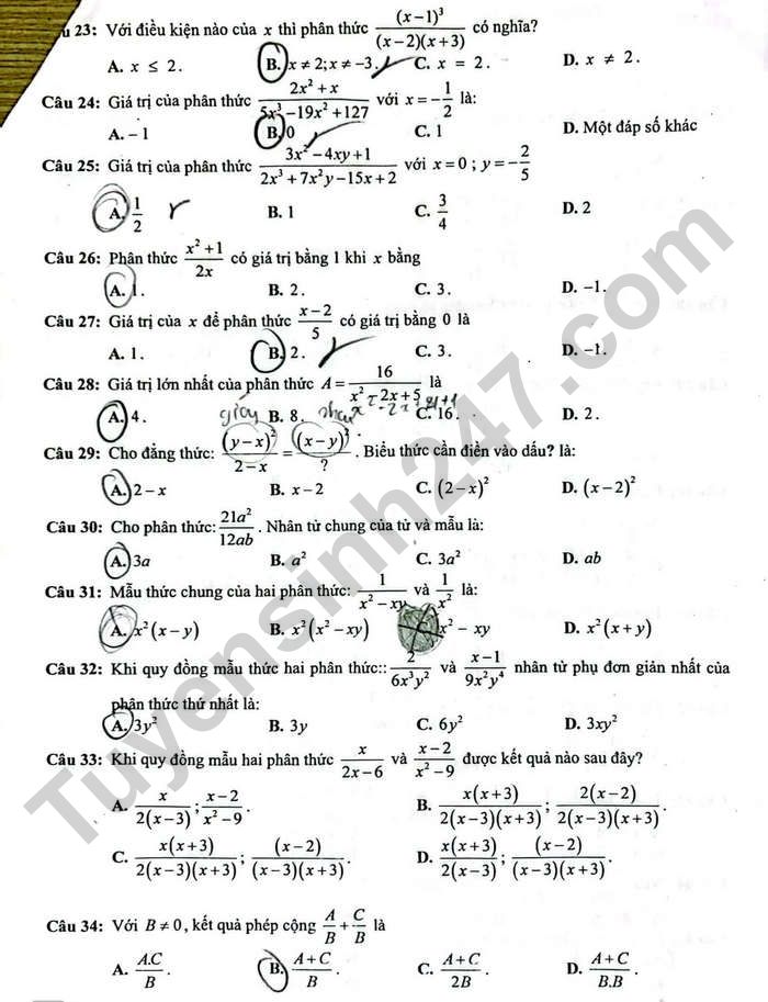 De cuong on tap giua ki 2 nam 2025 mon Toan lop 8 - THCS Le Thi Hong Gam