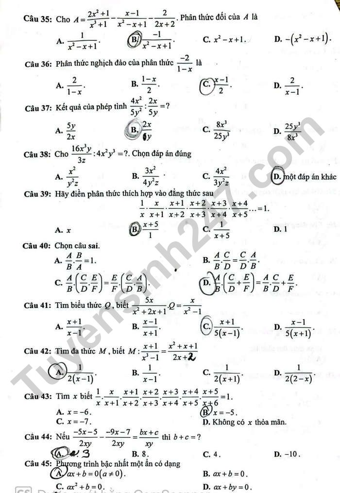 De cuong on tap giua ki 2 nam 2025 mon Toan lop 8 - THCS Le Thi Hong Gam