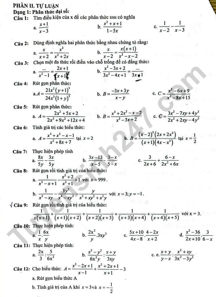 De cuong on tap giua ki 2 nam 2025 mon Toan lop 8 - THCS Le Thi Hong Gam