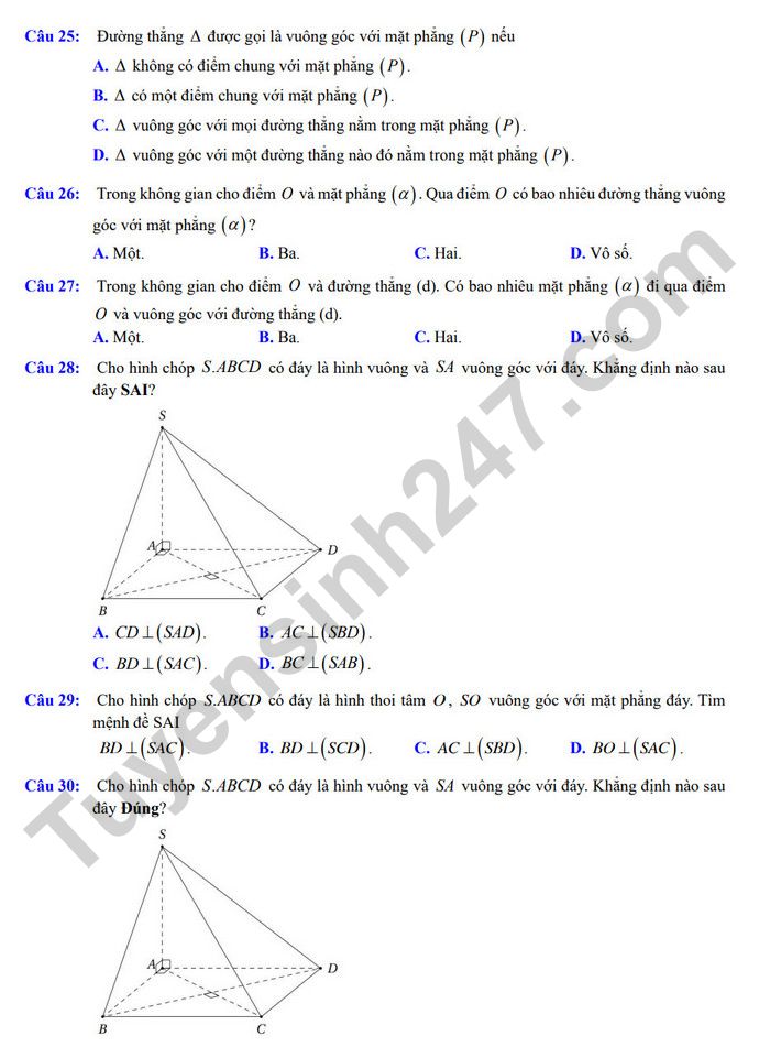 De cuong on tap mon Toan giua ki 2 2025 lop 11 - THPT Duc Trong