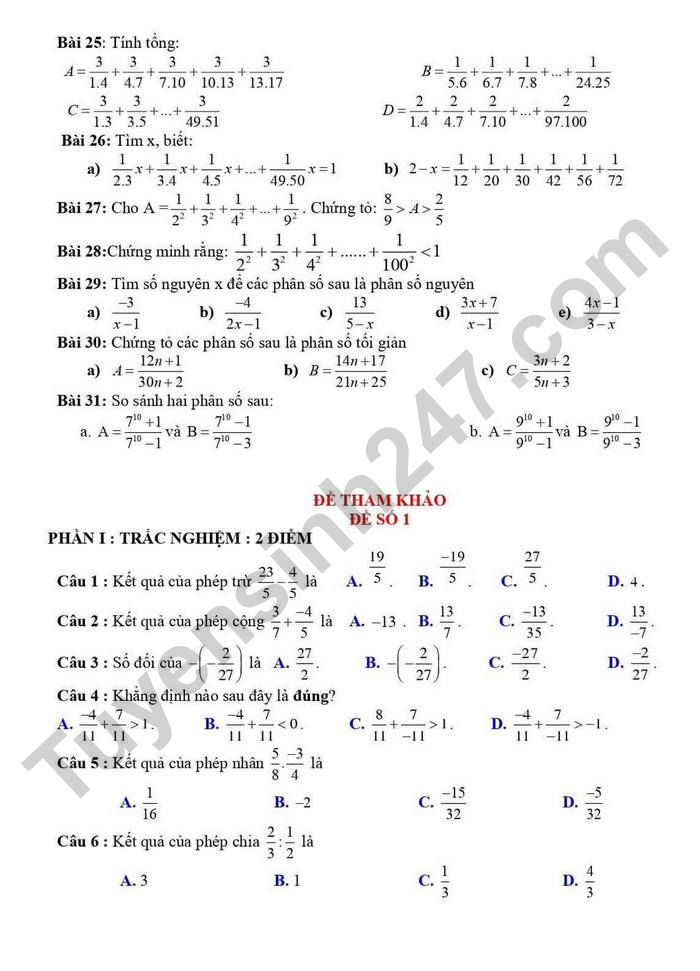 De cuong on thi giua ki 2 nam 2025 lop 6 mon Toan - THCS Da Ton