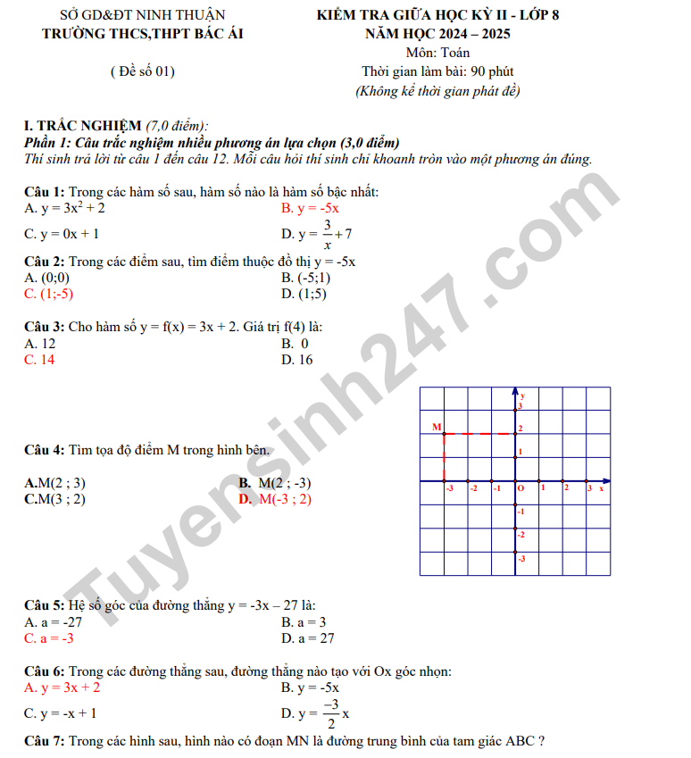 De thi giua ki 2 lop 8 mon Toan 2025 - THCS THPT Bac Ai (Co dap an)