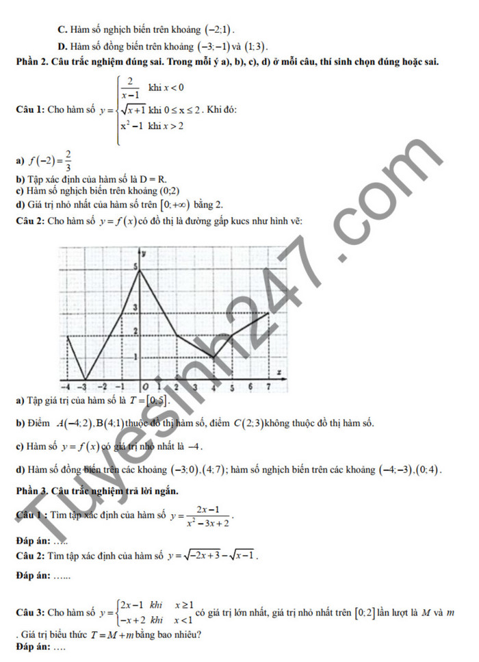 De cuong on tap giua ki 2 mon Toan 10 2025 - THPT Chuyen Le Quy Don