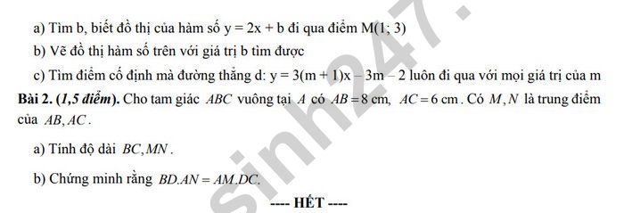 De cuong on tap mon Toan 8 giua ki 2 - THCS Long Toan nam 2025