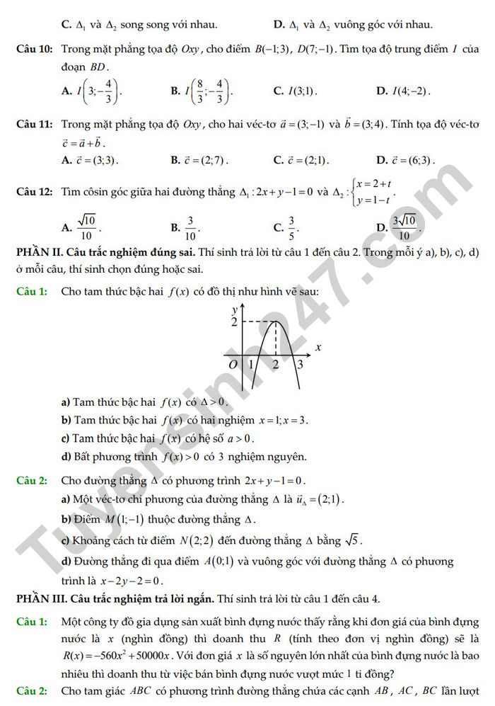 De on thi giua HK2 mon Toan 10 - THPT Thu Duc 2025