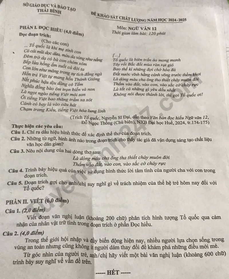 De thi thu mon Van tot nghiep THPT 2025 - So GD Thai Binh
