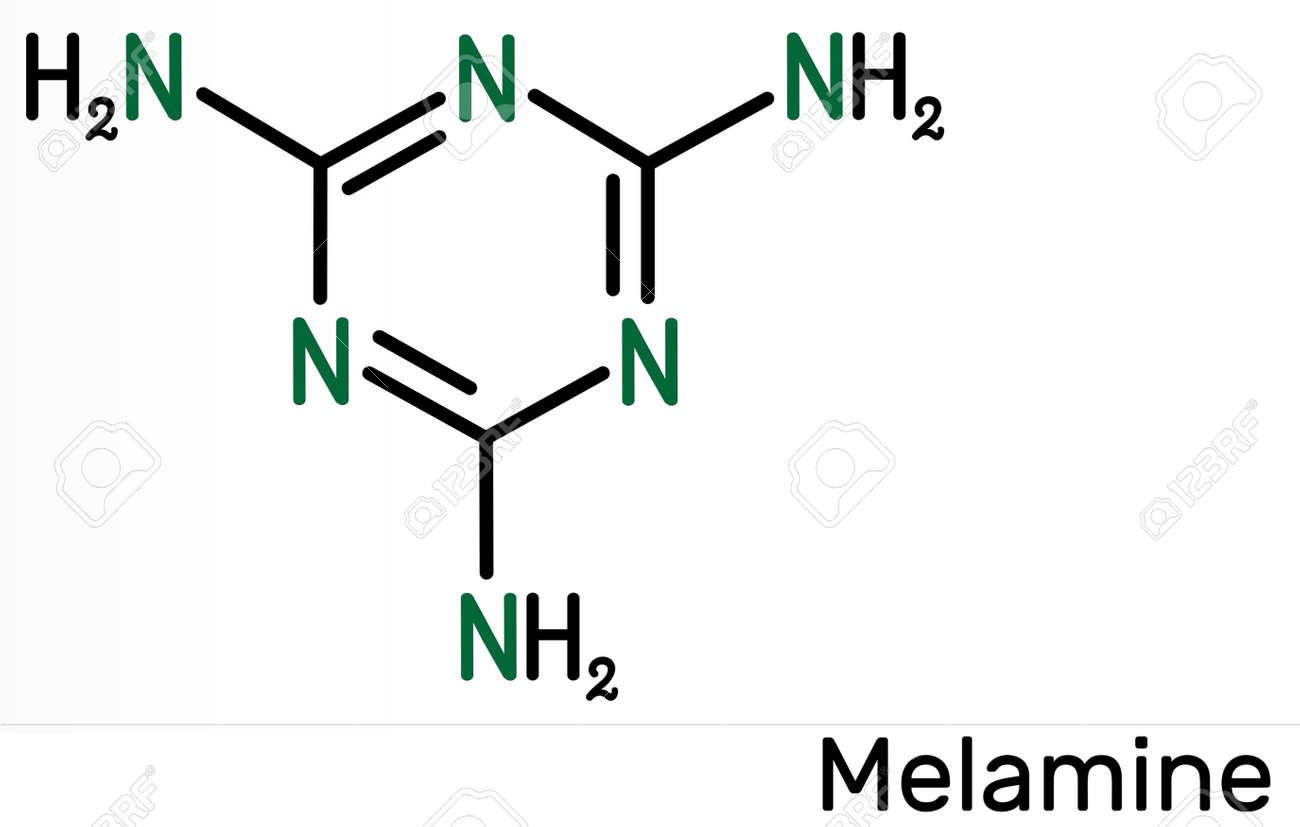 Melamine C3H6N6 Molecule. It Is Used To Produce Melamine Resins. Skeletal  Chemical Formula. Illustration Stock Photo, Picture and Royalty Free Image.  Image 174537843.
