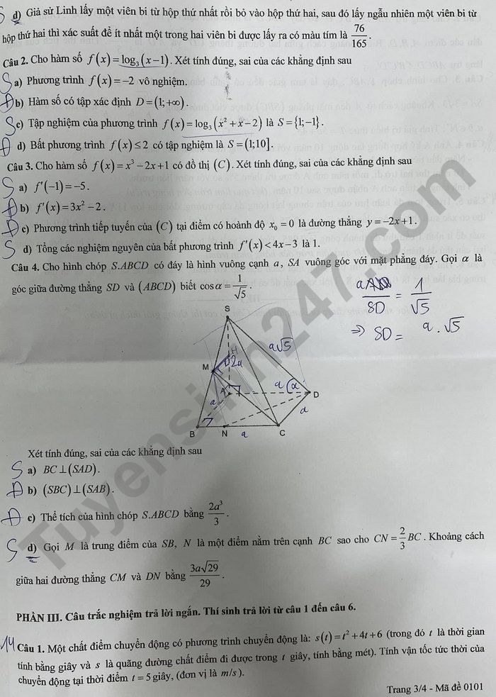 De thi cuoi ki 2 mon Toan lop 11 THPT My Dinh 2025