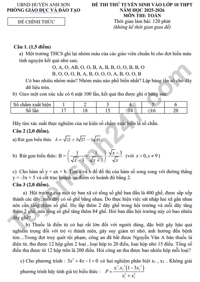 De thi thu mon Toan vao lop 10 - Phong GD huyen Anh Son 2025 (co dap an)