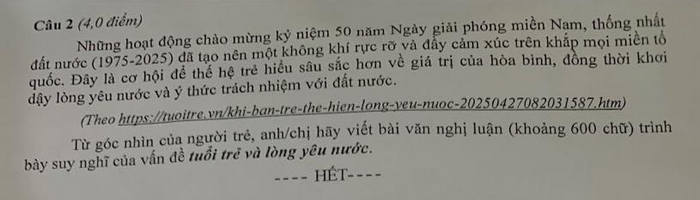 De thi thu tot nghiep THPT 2025 mon Van - So GD Kon Tum