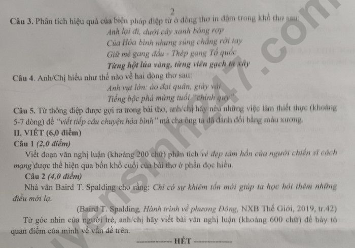 De thi thu tot nghiep THPT 2025 So GD Tra Vinh - mon Van