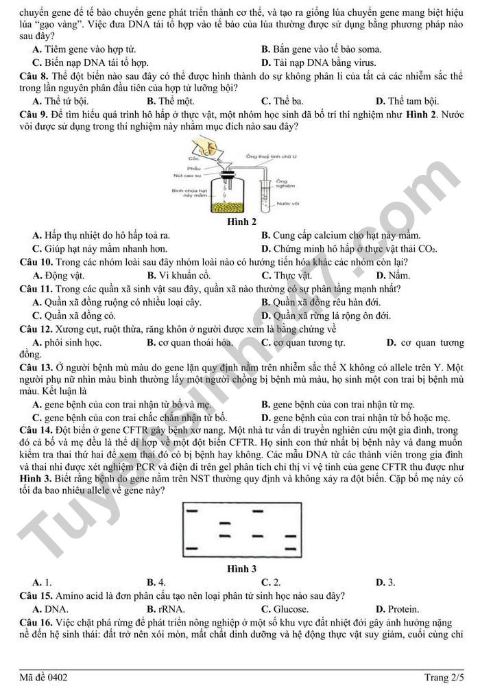 De thi thu mon Sinh tot nghiep THPT nam 2025 - So GDDT Long An