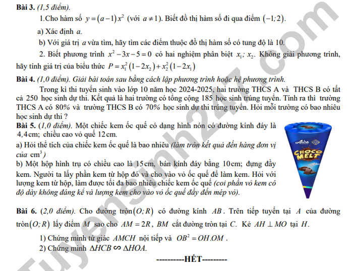 De thi thu mon Toan vao lop 10 nam 2025 lan 1 - Huyen Truc Ninh