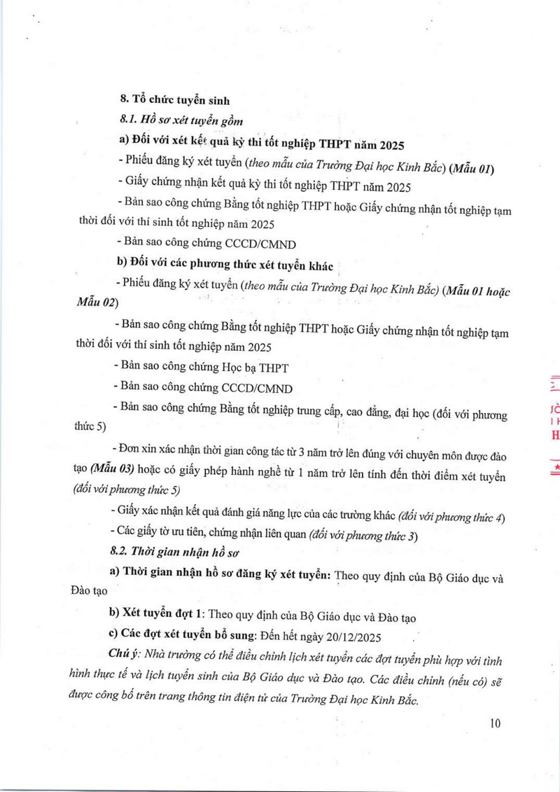 Thong tin tuyen sinh Dai hoc Kinh Bac nam 2025
