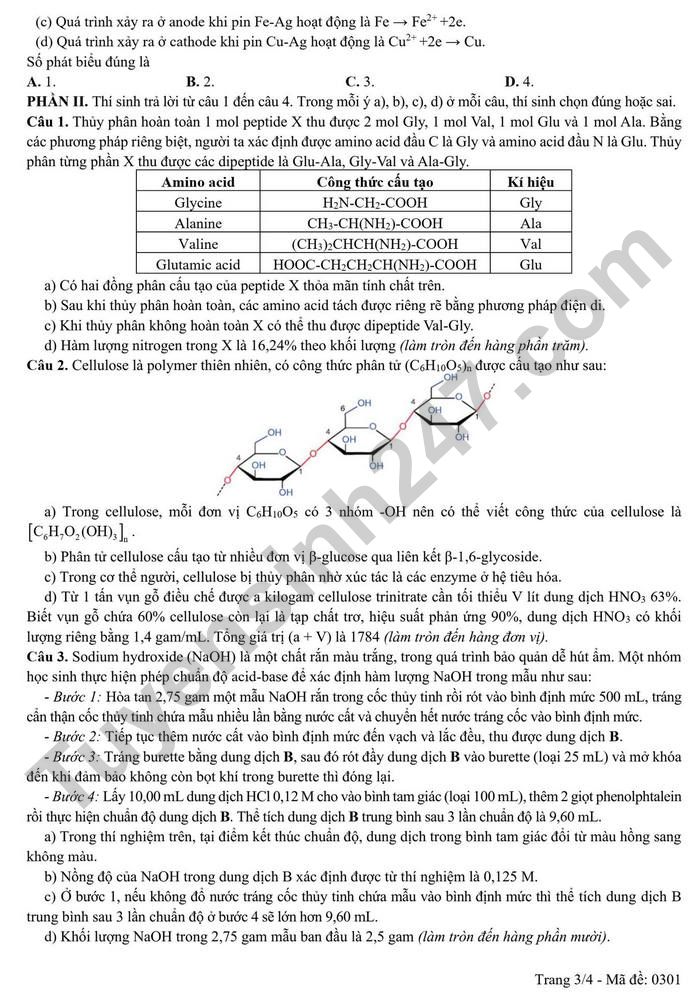 De thi thu TN THPT 2025 dot 2 mon Hoa - So GD Quang Binh