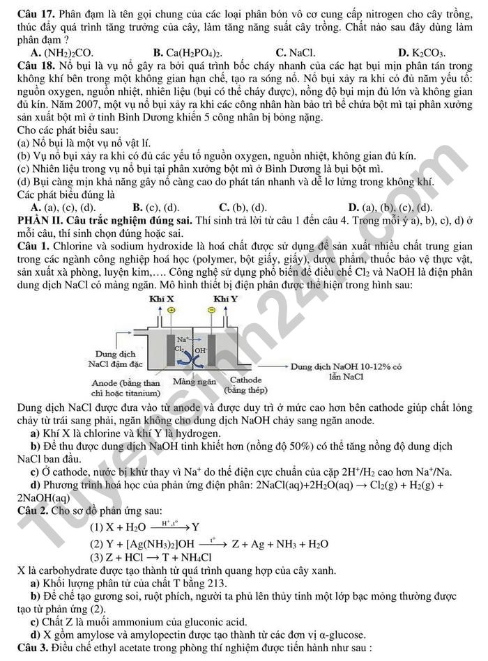 De thi thu tot nghiep THPT 2025 mon Hoa - So GDDT Tuyen Quang