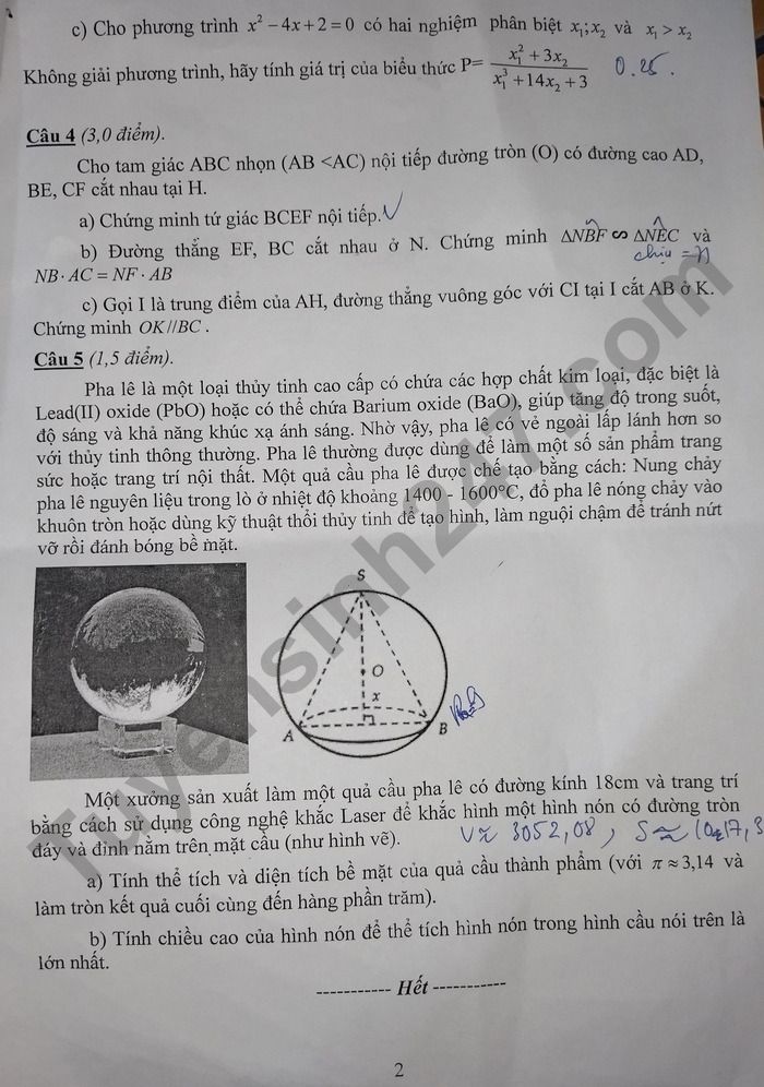 De thi thu vao lop 10 nam 2025 mon Toan - Thanh pho Vinh