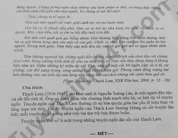 De thi thu vao lop 10 mon Van 2025 - THCS Tan Hiep