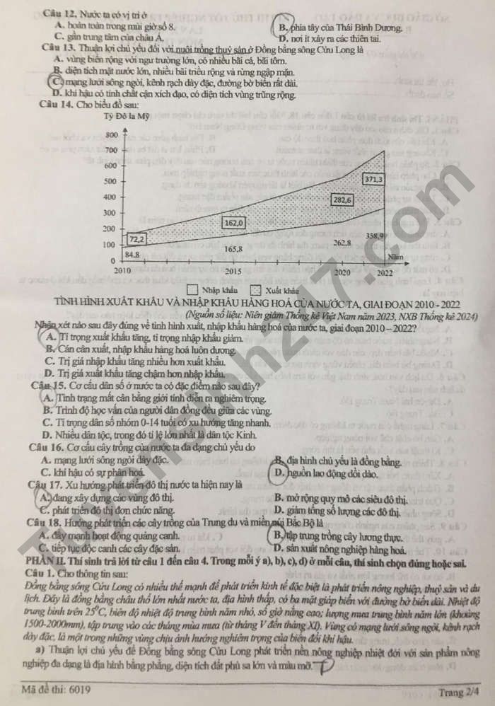 De thi thu tot nghiep THPT 2025 mon Dia - So GDDT Bac Giang (lan 2)