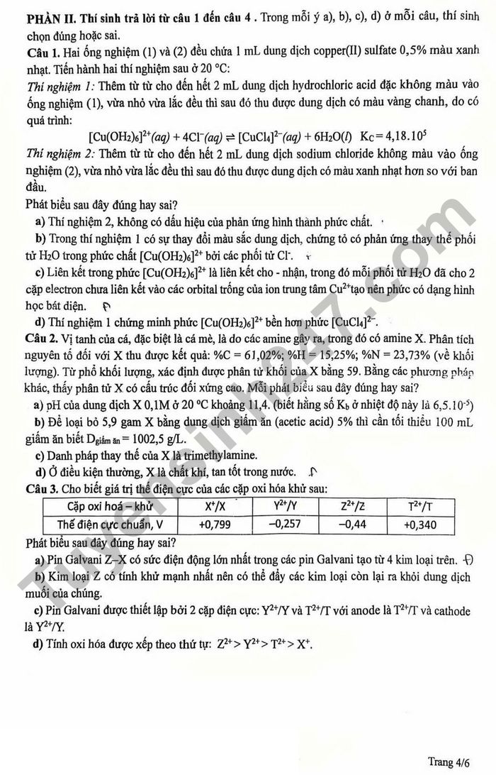 De thi thu mon Hoa tot nghiep THPT 2025 - THPT Chuyen Le Khiet (lan 2)