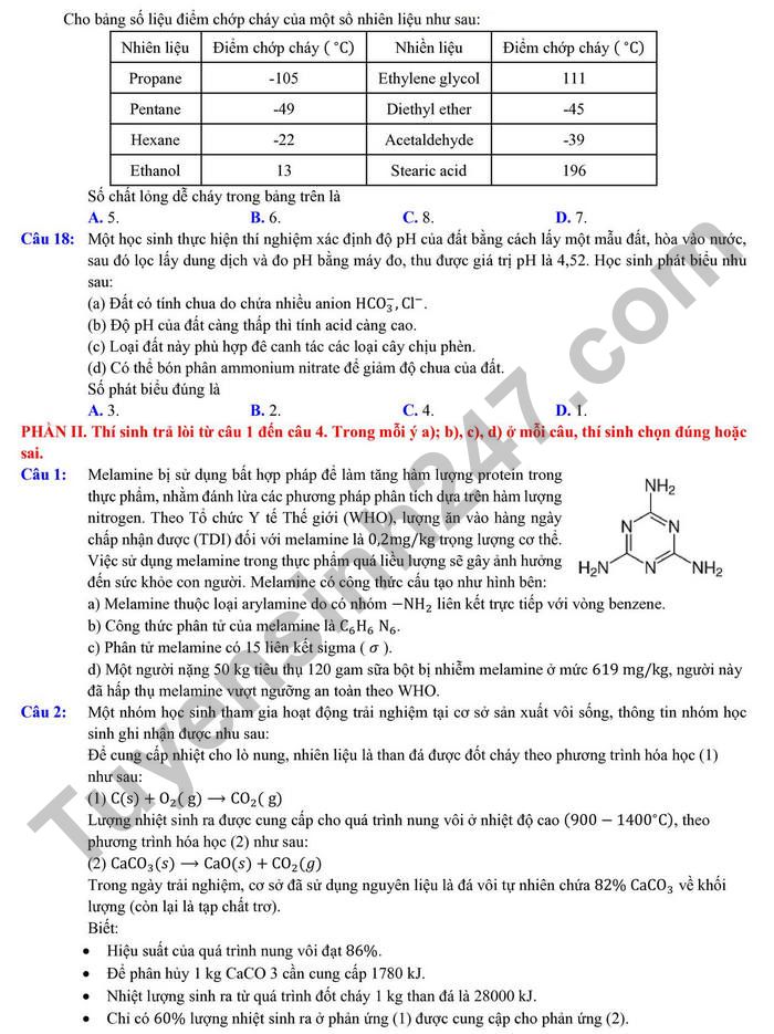 De thi thu tot nghiep THPT 2025 mon Hoa - TP Can Tho