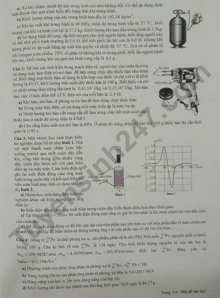De thi thu TN THPT 2025 mon Ly - THPT Nguyen Khuyen va THPT Le Thanh Tong (co dap an)