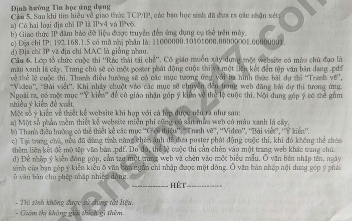 De thi thu tot nghiep THPT mon Tin 2025 - So GD Quang Binh (dot 2)