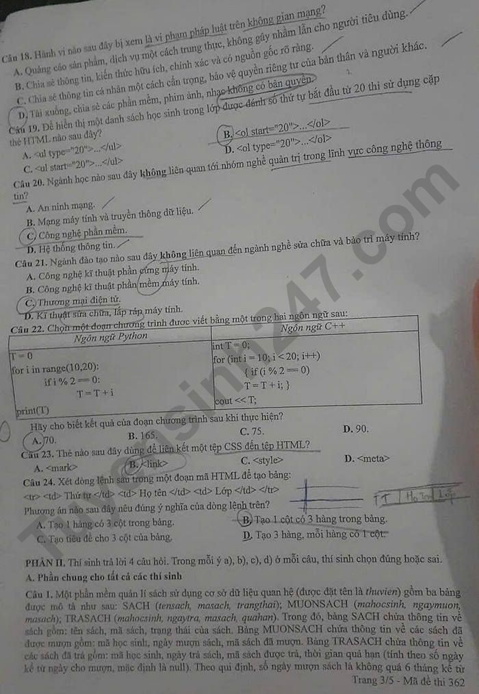De thi thu TN THPT 2025 mon Tin - So GDDT Bac Lieu