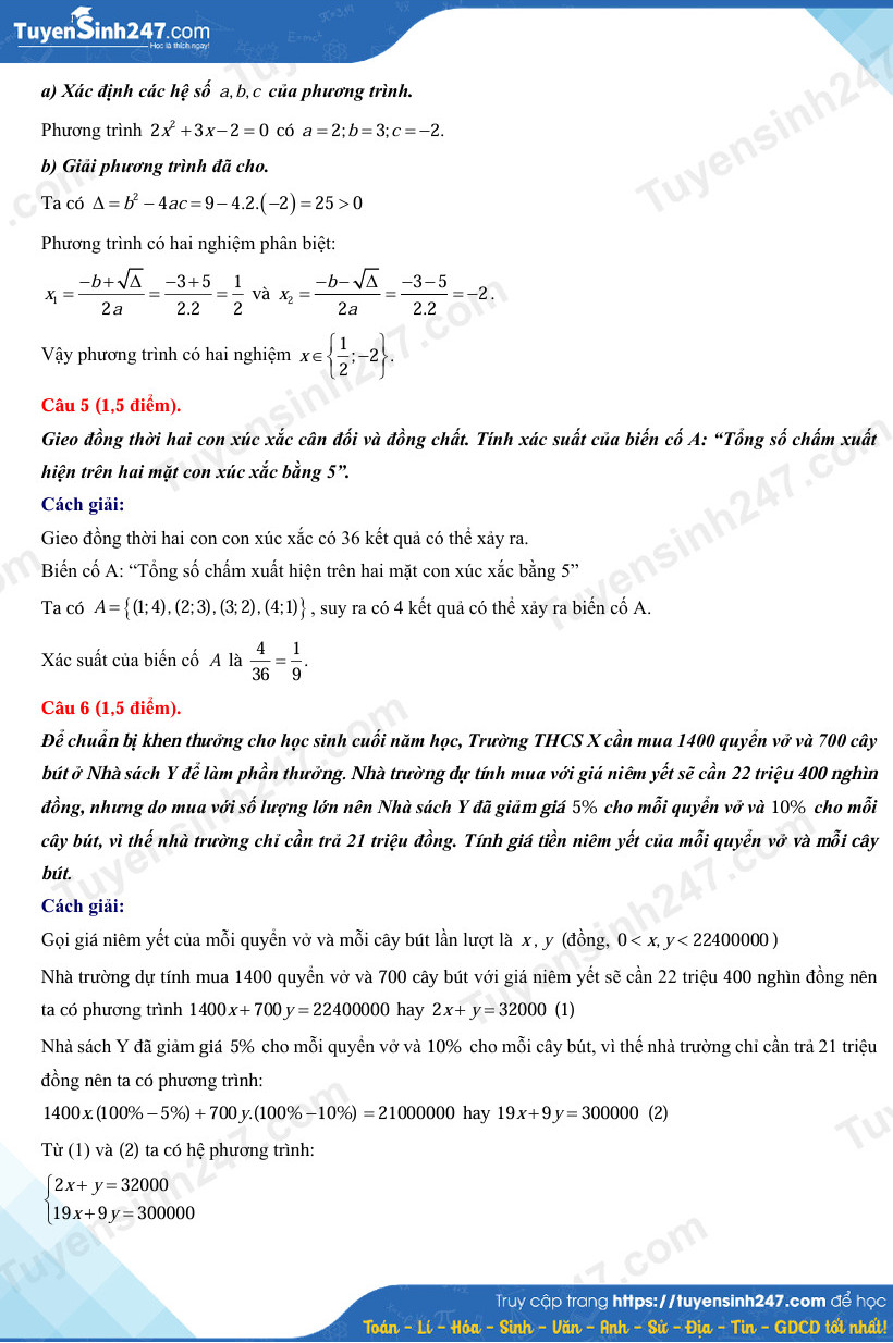 Dap an de thi vao lop 10 mon Toan - Bac Lieu 2025