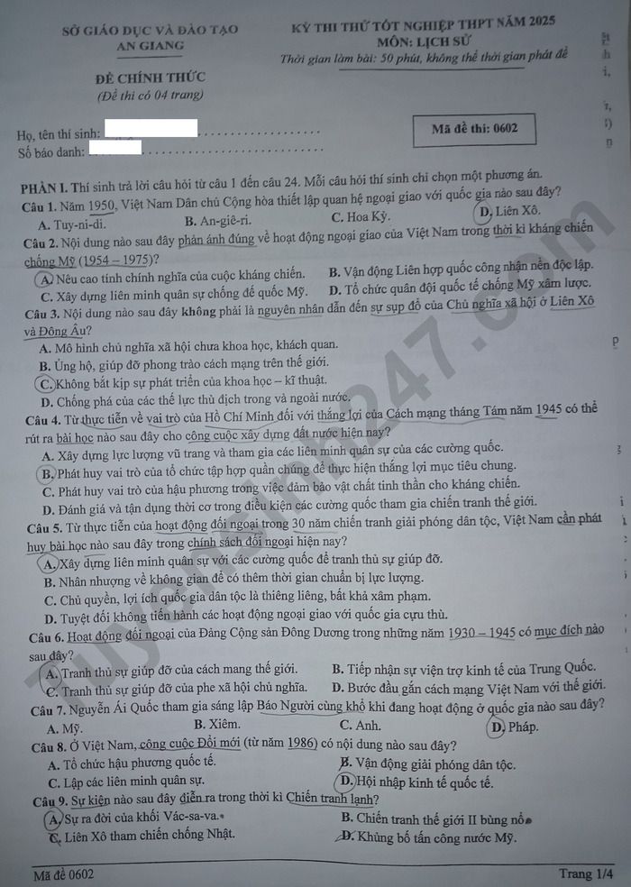De thi thu tot nghiep THPT 2025 mon Su - So GDDT An Giang