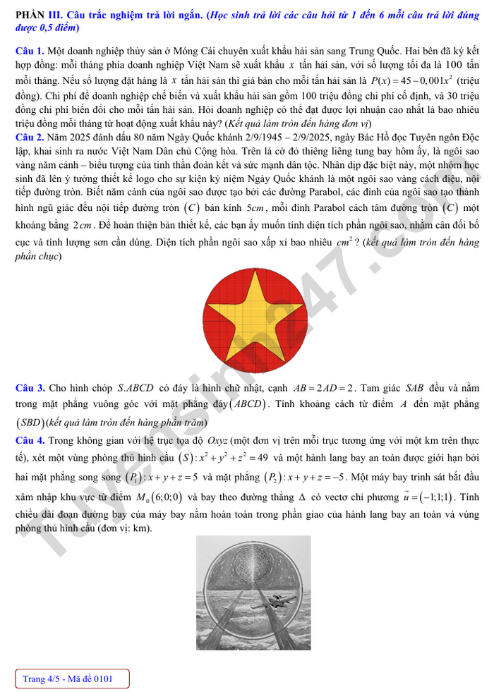 De thi thu mon Toan TN THPT 2025 lan 2 - THPT Tran Phu