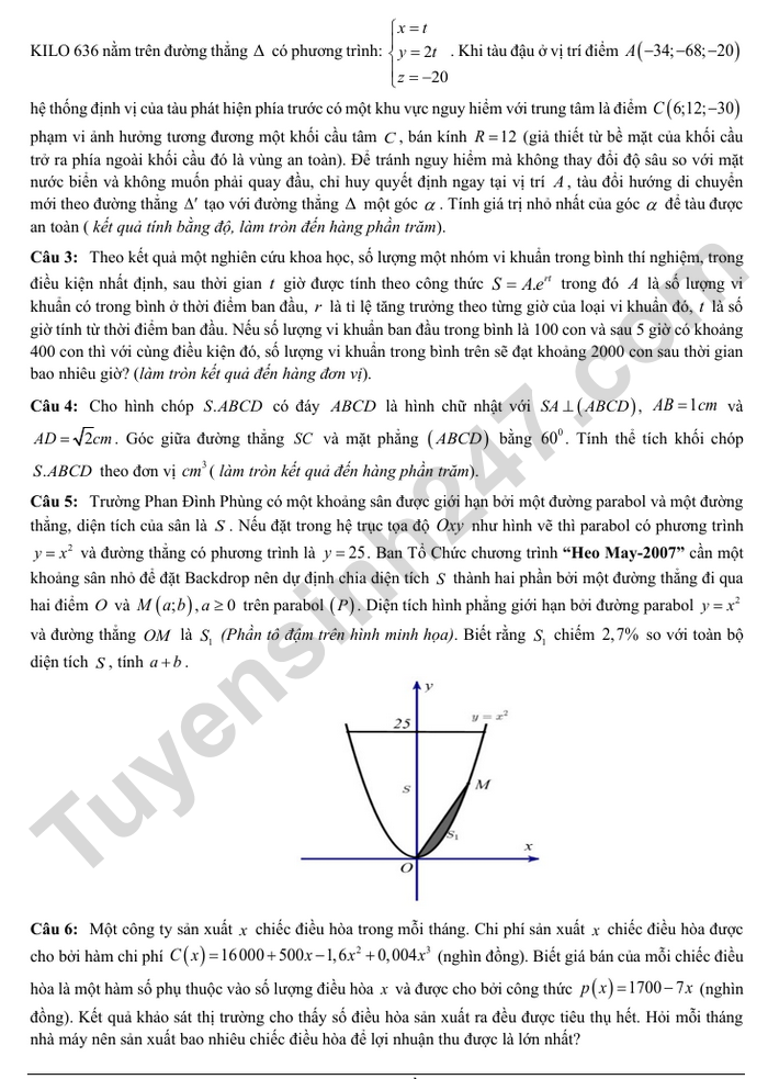 De thi thu mon Toan tot nghiep THPT 2025 - THPT Phan Dinh Phung