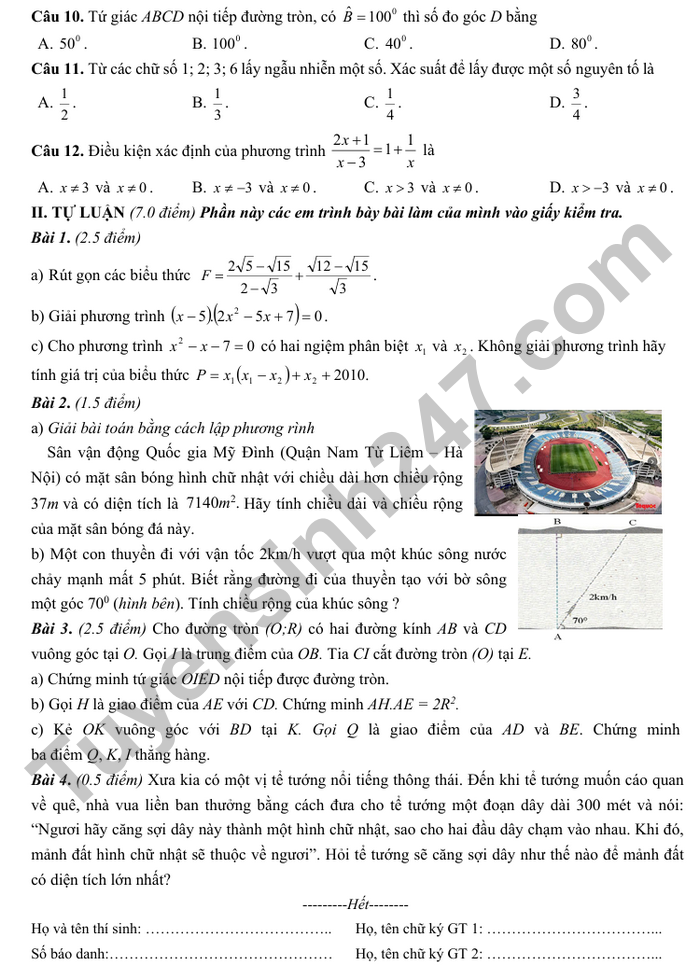 De thi thu vao lop 10 nam 2025 mon Toan - huyen Chau Duc