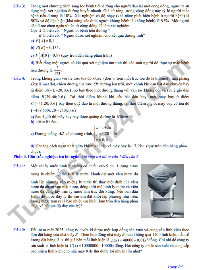 De thi thu tot nghiep THPT 2025 mon Toan - THPT Tran Quang Khai