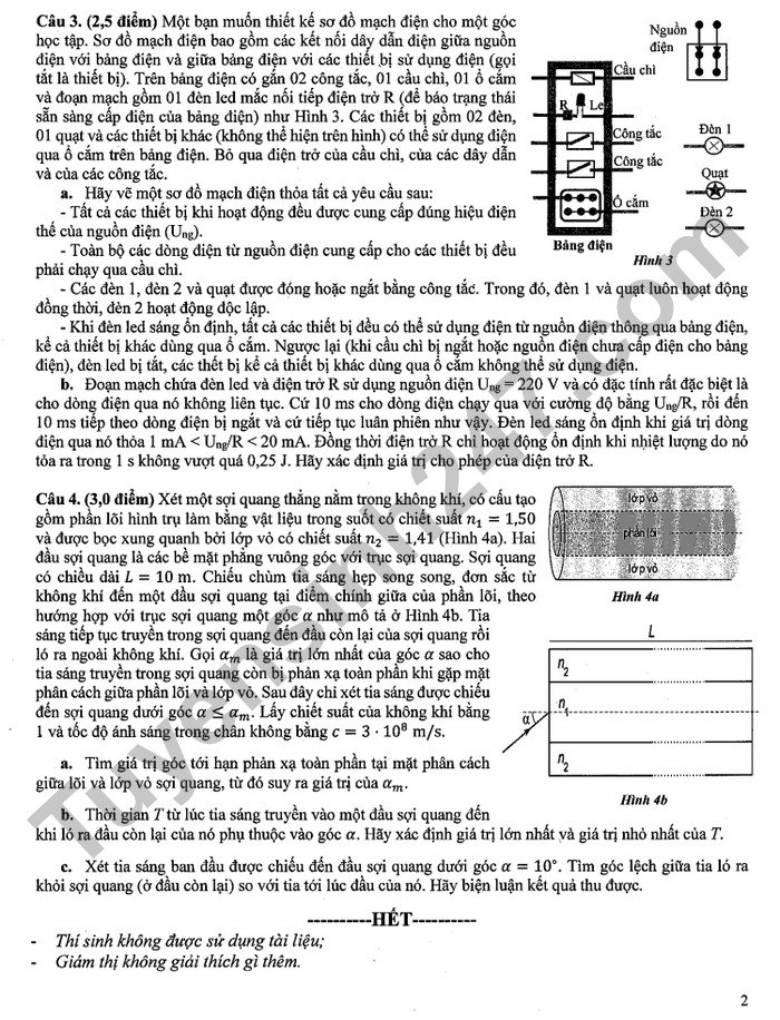 De thi vao lop 10 truong Pho thong nang khieu HCM 2025 - mon Ly
