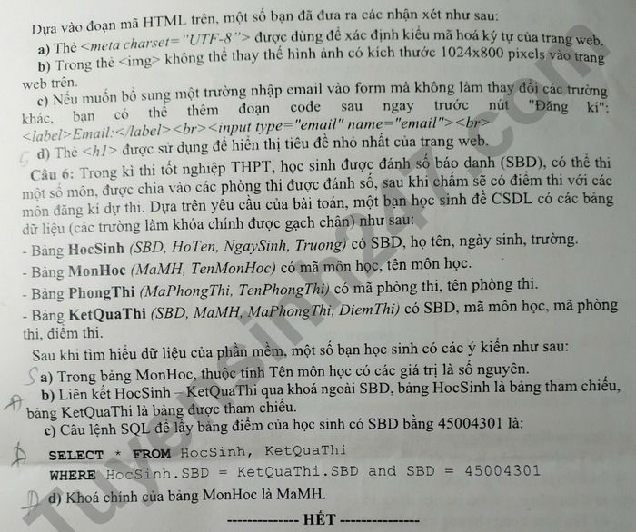 De thi thu TN THPT 2025 mon Tin - THPT Chuyen Le Thanh Tong (lan 3)