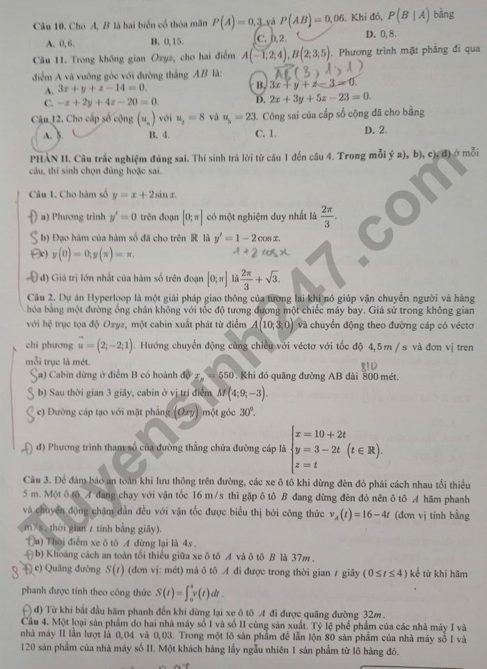 De thi thu TN THPT 2025 mon Toan - THPT Uong Bi