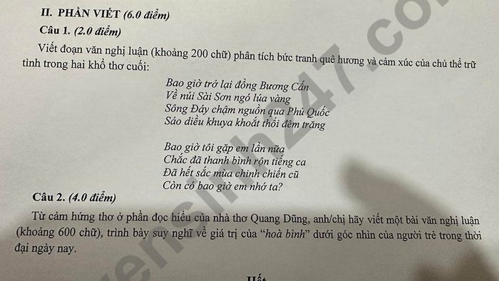 De thi thu tot nghiep THPT 2025 THPT Trung Vuong - mon Van
