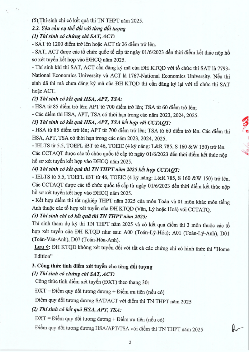Dai hoc Kinh te Quoc dan cong 0,75 diem cho tat ca thi sinh co IELTS