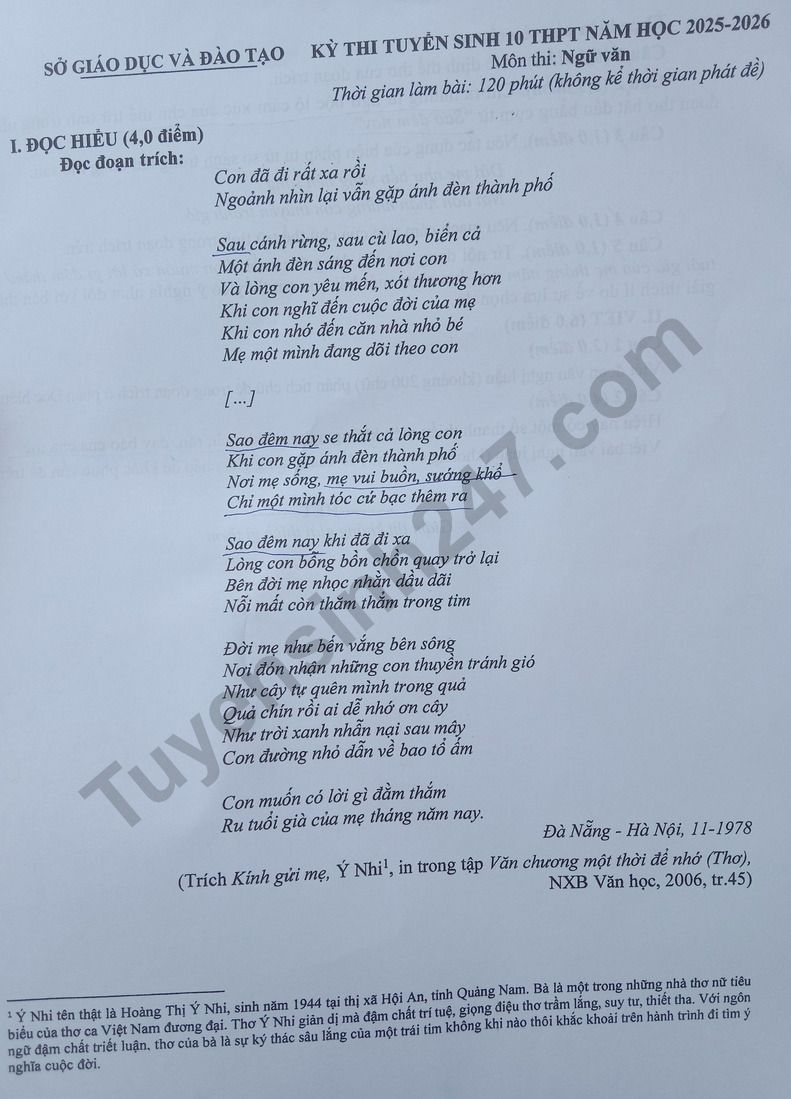 Dap an de thi vao lop 10 mon Van - Binh Duong 2025